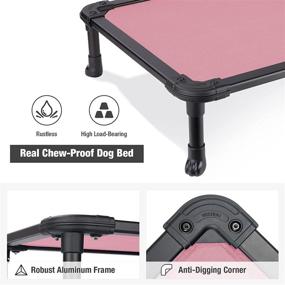 img 1 attached to Veehoo Chew-Proof Elevated Dog Bed - Cooling Raised Pet Cot with Rustless Aluminum 🐾 Frame and Durable Textilene Mesh Fabric. Indoor or Outdoor Use, featuring Unique No-Slip Feet Design.