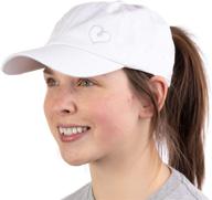 🧢 heart stitched ponytail dad hat for boating, lake, beach, pool - cute ponytail low cap logo