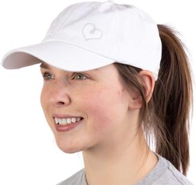 img 4 attached to 🧢 Heart Stitched Ponytail Dad Hat for Boating, Lake, Beach, Pool - Cute Ponytail Low Cap