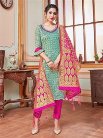 img 2 attached to Pakistani Readymade Banarasi Stitched Dupatta Women's Clothing in Dresses