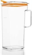 🍊 komax tritan plastic pitcher with lid - 60-oz (1.8-quart) compact water pitcher, orange lid, bpa-free logo