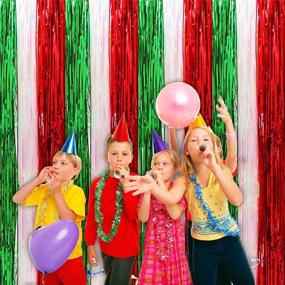 img 1 attached to 🎉 2Pack Christmas Foil Fringe Curtains Tinsel Garland Xmas DIY Green Red Party Photo Booth Props Backdrop Door Wall Decorations: Vibrant Holiday Décor for Festive Celebrations!