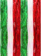 🎉 2pack christmas foil fringe curtains tinsel garland xmas diy green red party photo booth props backdrop door wall decorations: vibrant holiday décor for festive celebrations! logo