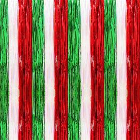 img 2 attached to 🎉 2Pack Christmas Foil Fringe Curtains Tinsel Garland Xmas DIY Green Red Party Photo Booth Props Backdrop Door Wall Decorations: Vibrant Holiday Décor for Festive Celebrations!