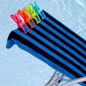 img 3 attached to 🌴 8-Pack Heavy Duty Jumbo Beach Towel Clips for Chairs – Keep Towels Secure on Pool Chairs, Lounges, and Cruise Chairs – Bright Colors, Prevents Towels from Blowing Away