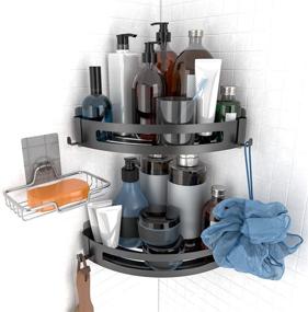 img 4 attached to 🚿 TARGETHOBBY Stainless Steel Shower Corner Shelf Organizer with Self-Adhesive Caddy, Soap Dish, and Detachable Hooks for Bathroom, Bathtub, and Kitchen Storage