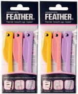 🪒 flawlessly smooth and precise: feather flamingo facial touch-up razor (3 razors x 2 pack) logo