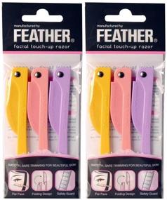 img 1 attached to 🪒 Flawlessly Smooth and Precise: Feather Flamingo Facial Touch-up Razor (3 Razors X 2 Pack)