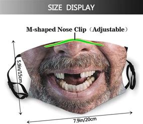 img 3 attached to Hilarious Redneck Hillbilly Smile Face Mask with Missing Teeth - Breathable & Washable for Teens and Adults with 2 Filters - Anti Dust Mouth Balaclava Cover