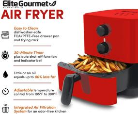 img 1 attached to 🍟 Maxi-Matic Elite Gourmet Compact Hot Air Fryer - Oil-Less Healthy Cooker with Timer & Temperature Controls, 700-Watts, Red - Includes Recipes