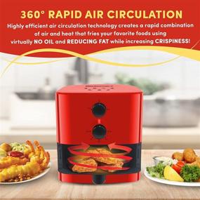 img 3 attached to 🍟 Maxi-Matic Elite Gourmet Compact Hot Air Fryer - Oil-Less Healthy Cooker with Timer & Temperature Controls, 700-Watts, Red - Includes Recipes