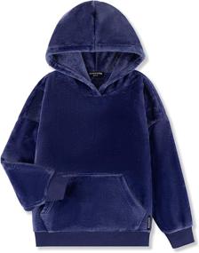 img 4 attached to 👧 ALWAYSONE Girls Oversize Sherpa Sweatshirt: Cozy Fluffy Pullover with Pocket & Hoodie, Ages 3-12