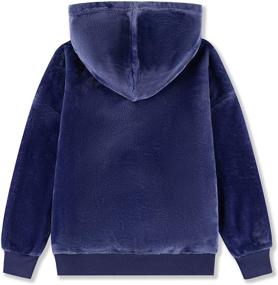 img 3 attached to 👧 ALWAYSONE Girls Oversize Sherpa Sweatshirt: Cozy Fluffy Pullover with Pocket & Hoodie, Ages 3-12