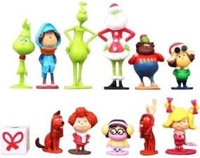 img 4 attached to 🎂 12pcs Grinch Cake Topper Action Figure Toy Dolls Set: Christmas Decor Collection