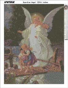 img 3 attached to ⭐ LPRTALK DIY Full Drill 5D Diamond Painting Kit - Guardian Angel Cross Stitch Arts Crafts for Home Wall Decor - 12X16 inches - Embroidery Dotz Kit with Round Drill (Full Drill)