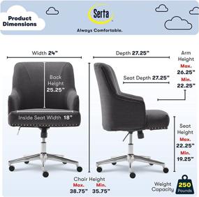 img 2 attached to 🪑 Serta Leighton Home Office Chair in Inviting Graphite Twill Fabric - Optimize Your Search!