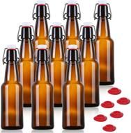 yeboda 12 oz amber glass beer bottles for home brewing: flip cap | 9-pack logo