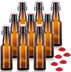 img 4 attached to YEBODA 12 oz Amber Glass Beer Bottles for Home Brewing: Flip Cap | 9-Pack