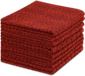 img 4 attached to DecorRack 8 Pack Kitchen Dish Towels: 100% Cotton, 12x12 Inch 🍽️ Dish Cloths for Dishes, Kitchen & Bar – Red (Pack of 8)