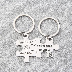 img 3 attached to 🔑 Bobauna Couples Engagement Puzzle Keychain Set - The Perfect Bridal Shower Gift for Newly Engaged Bitches!