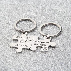 img 1 attached to 🔑 Bobauna Couples Engagement Puzzle Keychain Set - The Perfect Bridal Shower Gift for Newly Engaged Bitches!