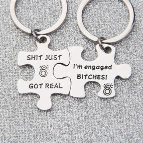 img 2 attached to 🔑 Bobauna Couples Engagement Puzzle Keychain Set - The Perfect Bridal Shower Gift for Newly Engaged Bitches!