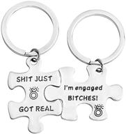 🔑 bobauna couples engagement puzzle keychain set - the perfect bridal shower gift for newly engaged bitches! logo