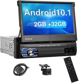 img 4 attached to 🚗 Podofo Android 10.1 Одиночный DIN Автомобильный стерео с GPS навигацией, 7'' Сенсорный экран, WiFi, Bluetooth, USB, FM, MP5, Зеркальное соединение, Встроенная камера заднего вида (2G+32G)