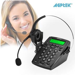 img 3 attached to 📞 AGPtek Call Center Corded Telephone HA0021 with Monaural Headset Headphones, Tone Dial Key Pad, REDIAL - 1 Year Warranty - Handsfree