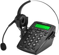 📞 agptek call center corded telephone ha0021 with monaural headset headphones, tone dial key pad, redial - 1 year warranty - handsfree logo