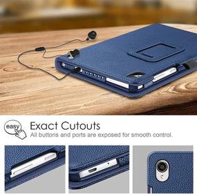 img 1 attached to 📚 Fintie PU Leather Folio Cover Case for Lenovo Tab M8/Tab M8 HD LTE/Smart Tab M8/Tab M8 FHD 8", Navy - Compatible with Lenovo Tab M8 HD TB-8505F TB-8505X/Smart Tab M8 TB-8505FS/Tab M8 FHD TB-8705F 8” Tablet