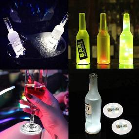 img 2 attached to 🍻 12 Pack LED Coasters – LOGUIDE LED Bottle Lights, RGB Glorifier, Sticker Discs for Drinks – Flashing Light Up Cup Coaster, Shots Light (Cool-White)