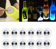 🍻 12 pack led coasters – loguide led bottle lights, rgb glorifier, sticker discs for drinks – flashing light up cup coaster, shots light (cool-white) logo