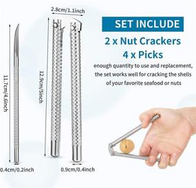 img 2 attached to 🥜 Stainless Steel Nutcracker Set, Silver Metal Shell Cracker and Picks for Seafood Nuts (6-Pack)