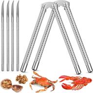 🥜 stainless steel nutcracker set, silver metal shell cracker and picks for seafood nuts (6-pack) logo