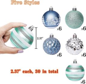 img 2 attached to 🎄 30Pcs Shatterproof Blue Christmas Balls Ornaments for Tree, 6cm/2.37" - Festive Plastic Hanging Decorations with Painting, Glitter for Holiday Wedding Party Decor - Baubles Set