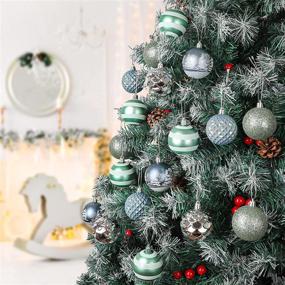 img 1 attached to 🎄 30Pcs Shatterproof Blue Christmas Balls Ornaments for Tree, 6cm/2.37" - Festive Plastic Hanging Decorations with Painting, Glitter for Holiday Wedding Party Decor - Baubles Set
