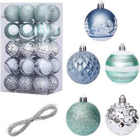 img 4 attached to 🎄 30Pcs Shatterproof Blue Christmas Balls Ornaments for Tree, 6cm/2.37" - Festive Plastic Hanging Decorations with Painting, Glitter for Holiday Wedding Party Decor - Baubles Set