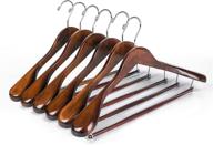 👔 premium retro wooden suit hangers – wide heavy-duty wood hanger for coats, pants, and more with locking bar (set of 6) логотип