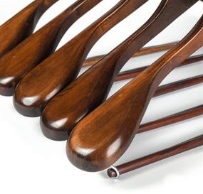 img 1 attached to 👔 Premium Retro Wooden Suit Hangers – Wide Heavy-Duty Wood Hanger for Coats, Pants, and More with Locking Bar (Set of 6)