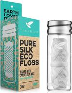 🌿 eco-friendly biodegradable dental floss- refillable glass holder, naturally waxed with candelilla wax, 100% compostable, 33yds/30m natural silk spool, mint flavored- zero waste oral care solution logo