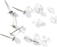 📦 pack of 100 stainless steel silver tone flat base pad earring findings with rubber earnut stoppers, 3mm diameter - ideal for diy earring making logo