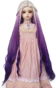 img 4 attached to 🎀 Muzi Wig: 1/3 BJD SD Doll Wig | Long Wave White Pink Purple Ombre Color | High Temperature Fiber | For 1/3 BJD SD Dolls (White Purple)