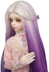 img 1 attached to 🎀 Muzi Wig: 1/3 BJD SD Doll Wig | Long Wave White Pink Purple Ombre Color | High Temperature Fiber | For 1/3 BJD SD Dolls (White Purple)