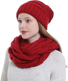 img 2 attached to Womens Chunky Knit Infinity Scarf with Matching 🧣 Beanie Hat - Cozy Winter Scarf Set for Women