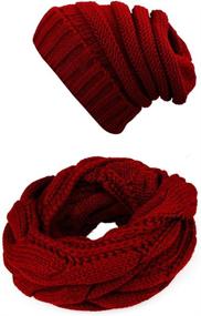 img 3 attached to Womens Chunky Knit Infinity Scarf with Matching 🧣 Beanie Hat - Cozy Winter Scarf Set for Women