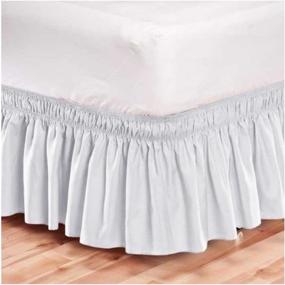 img 1 attached to 🛏️ Egyptian Cotton Dust Bed Skirt - Pleated Wrap Around Style, Elastic 17 inch Drop, Three Sides Fabrics - Suitable for Twin/Full, Queen, and King Size Beds - Queen, White