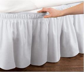 img 2 attached to 🛏️ Egyptian Cotton Dust Bed Skirt - Pleated Wrap Around Style, Elastic 17 inch Drop, Three Sides Fabrics - Suitable for Twin/Full, Queen, and King Size Beds - Queen, White