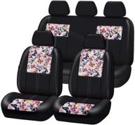 🦋 car-grand universal fit stylish butterfly and floral pu leather car seat covers with zipper design - full set package, airbag compatible (black/pink) logo