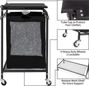 img 1 attached to 🧺 HollyHOME 3-Bags Laundry Sorter Cart with Foldable Ironing Board: Rolling Heavy-Duty Hamper with Removable Bags and Mobile Brake Caster in Black